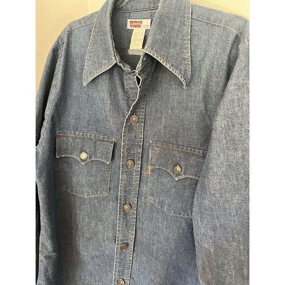 Levi’s Orange Tab Vintage 70’s Denim Shirt/Jacket Button Up , Side Slits Men’s M - Picture 6 of 8